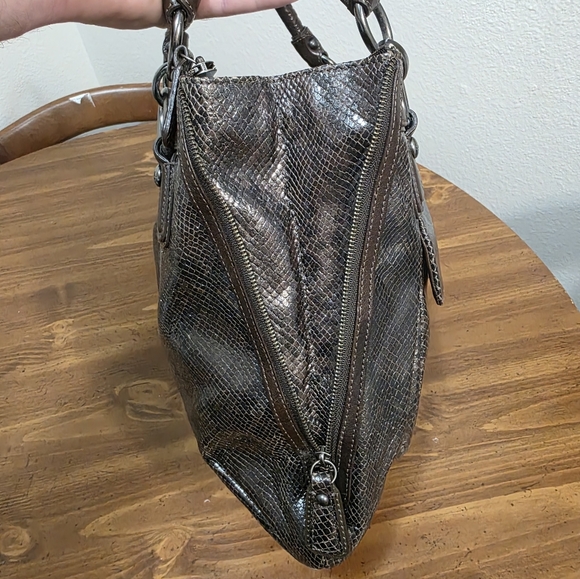 Coach Kristin Python Embossed North/South Tote Bag,with Gunmetal Hardware - Picture 15 of 16